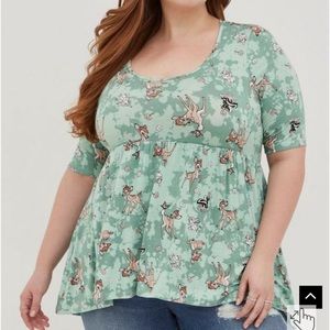 Torrid Disney Bambi Babydoll Tunic - Heritage Slub Tie Dye Green
